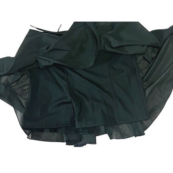 Halara Drawstring Contrast Mesh 2-in-1 Skirt Sz Medium Womens Black Flowy Dance - Picture 8 of 12